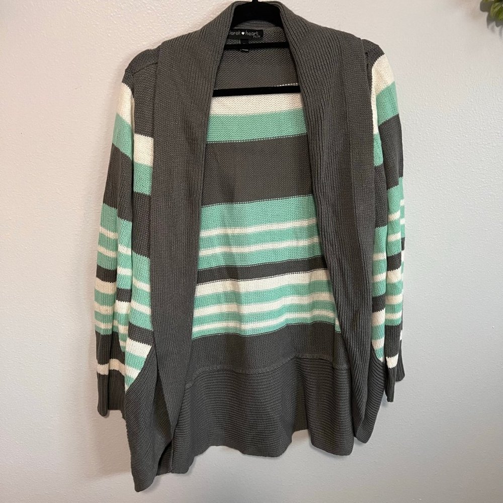 Plus Size Teal/Grey/White Oversized Sweater